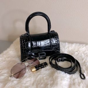 Balenciaga Hourglass XS Croc-effect Leather Tote